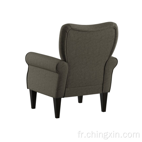 Chaise d'accent armé en tissu brun boutonné de haute qualité
